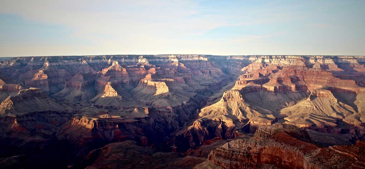 A Grand Canyon landscape illuminated by sunlight