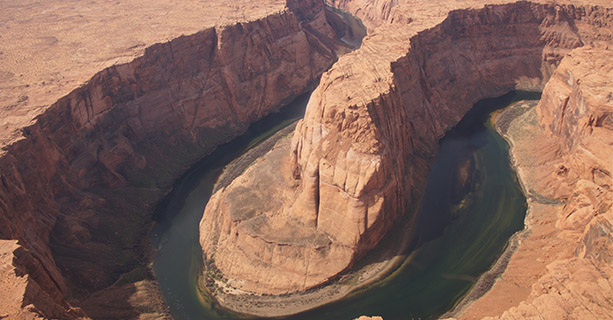 Horseshoe Bend seen from the sky.