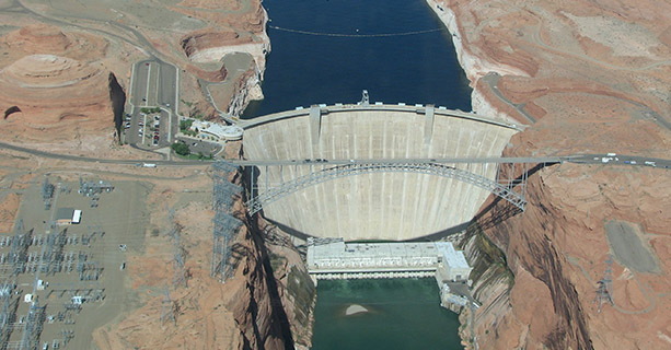 Hoover Dam seen from above.