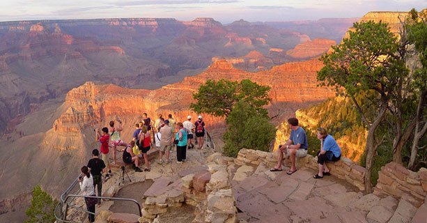 Guests visiting Grand Canyon at one of the view points