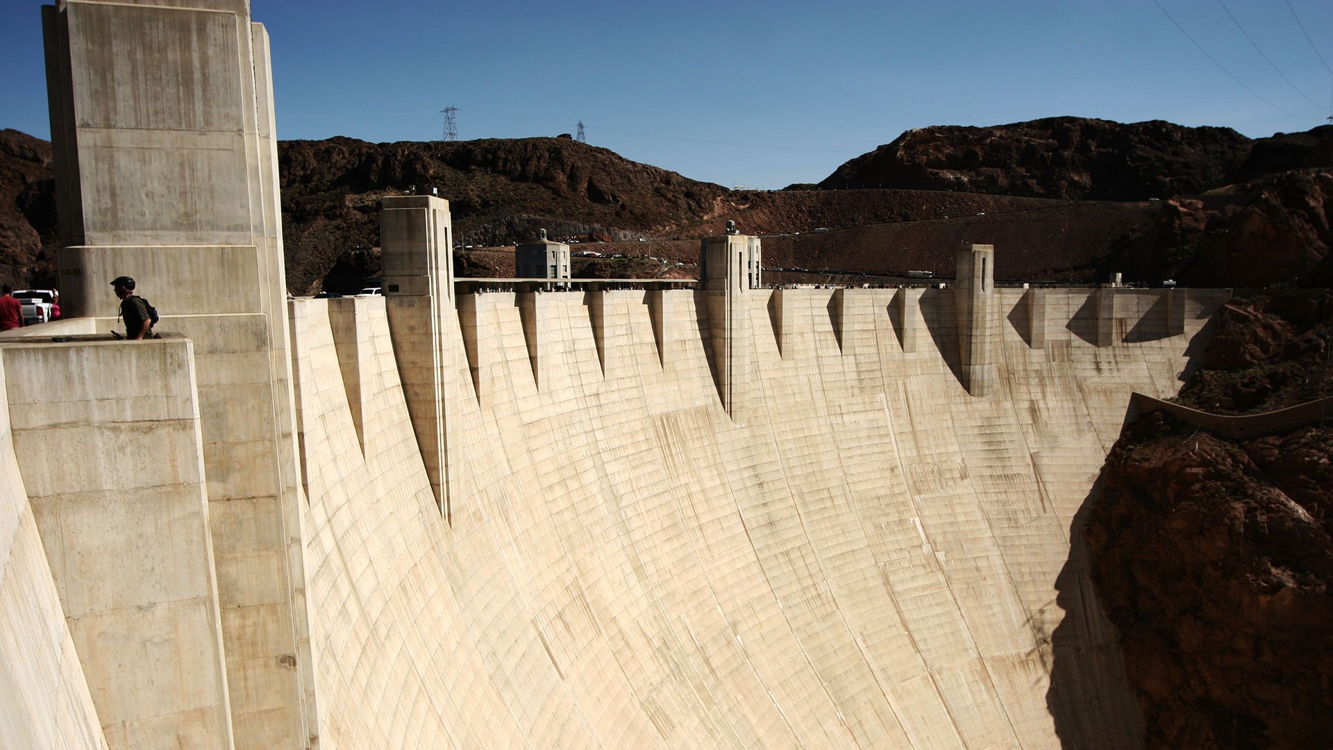 The Art Deco facade of the Hoover Dam.