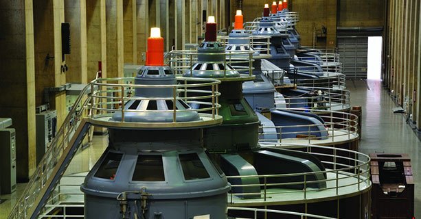 Several generators within Hoover Dam's interior.