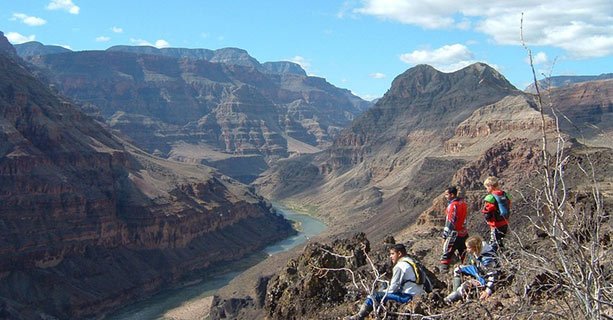 Guests exploring the nearby canyon scenery and the Colorado River.