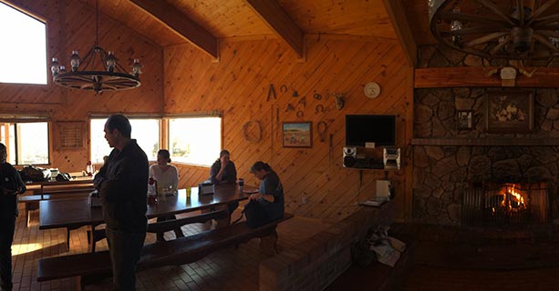 The cozy dining room inside Bar 10 Ranch.