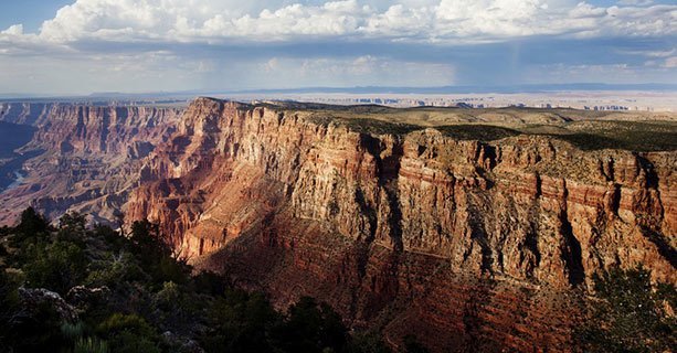 A scenic Grand Canyon view drenched in sunlight.