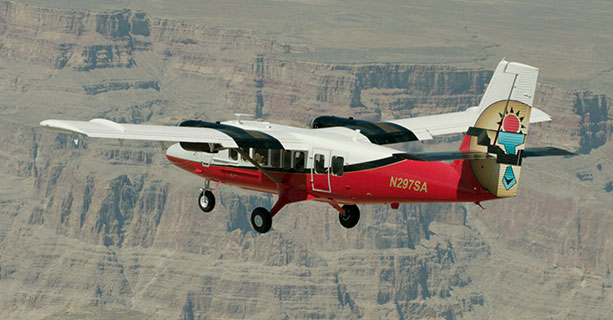 A Grand Canyon airplane tour midflight.