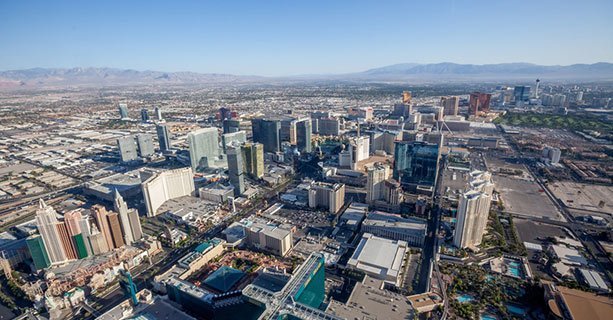 The Las Vegas Strip as seen from the sky.