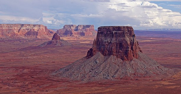 Tower Butte rising from the vast desert landscape.